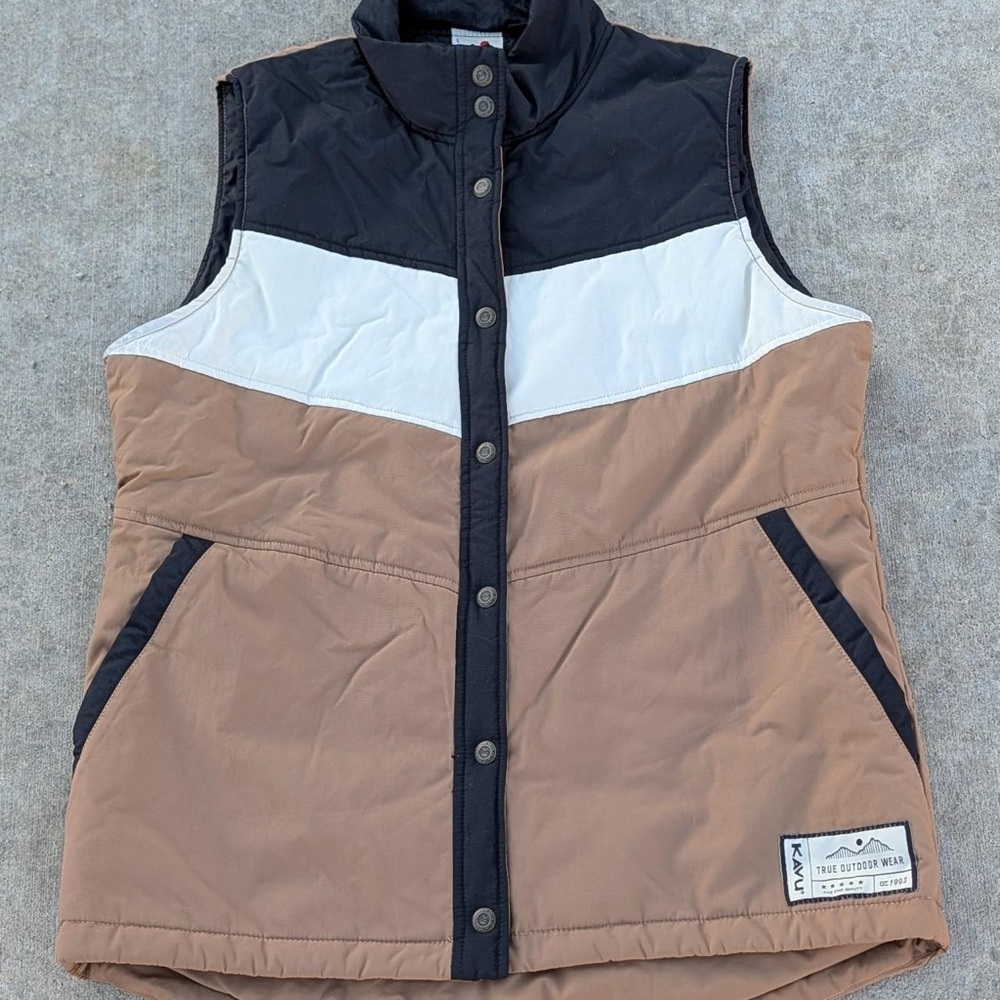 Kavu Black, White, and Brown Women's Vest